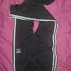 Adidas Womans Black Joggers with White Stripes